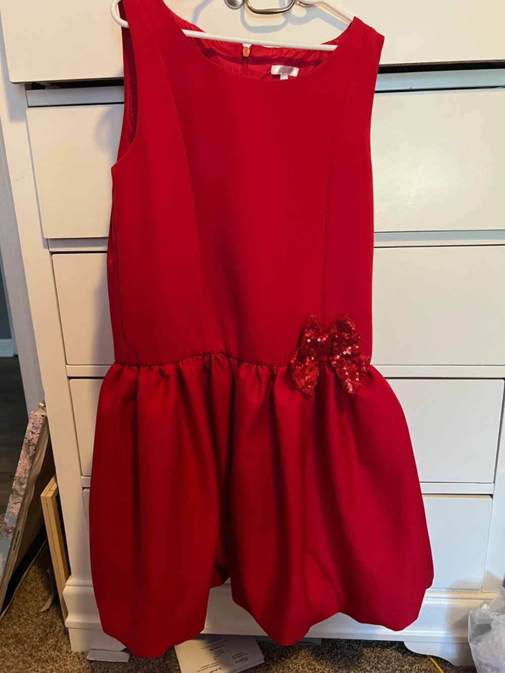 Tahari Red Sequin Bow Formal Party Dress for Girls